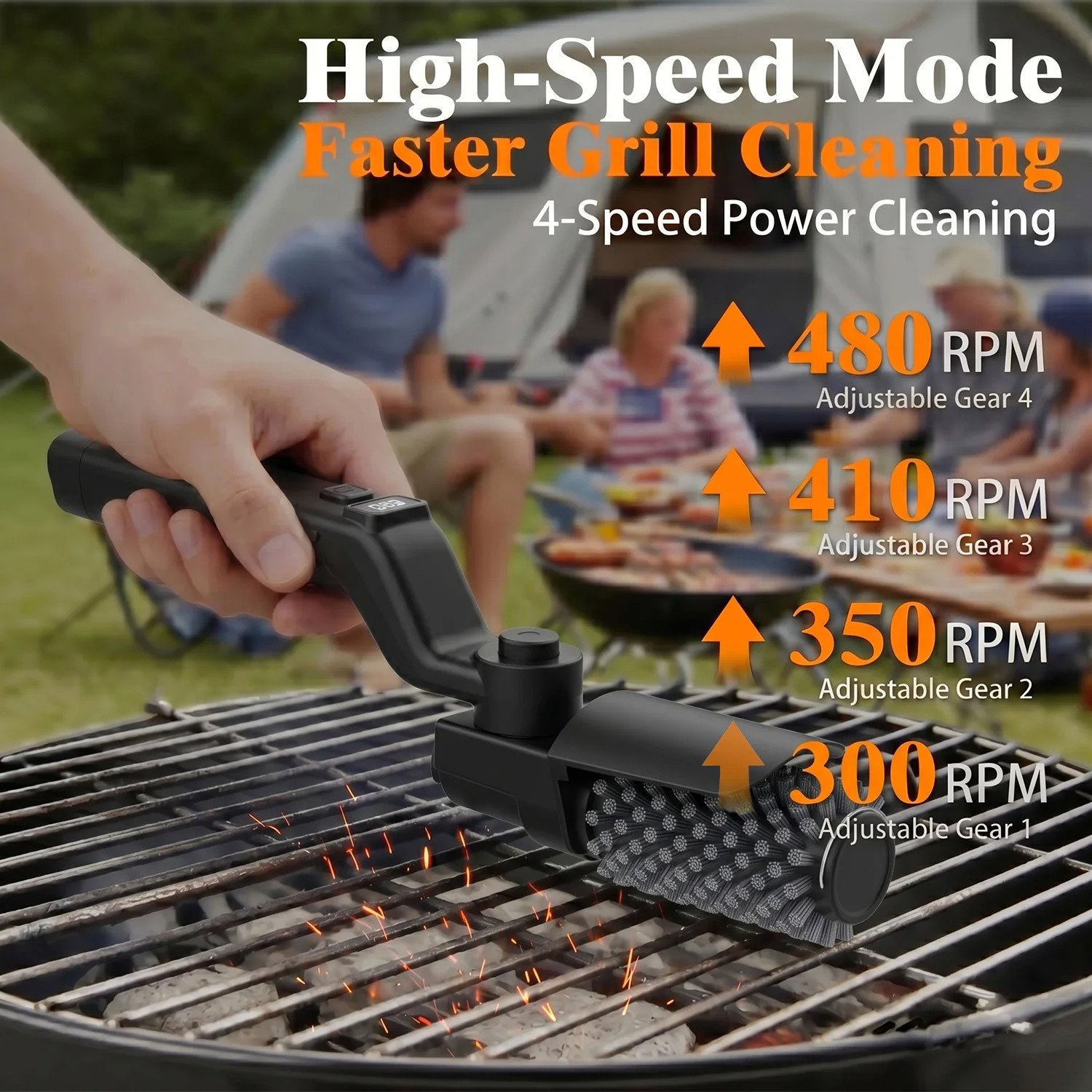 Cordless Electric Grill Brush 2 In 1 Rechargeable BBQ Grill Cleaner Spin