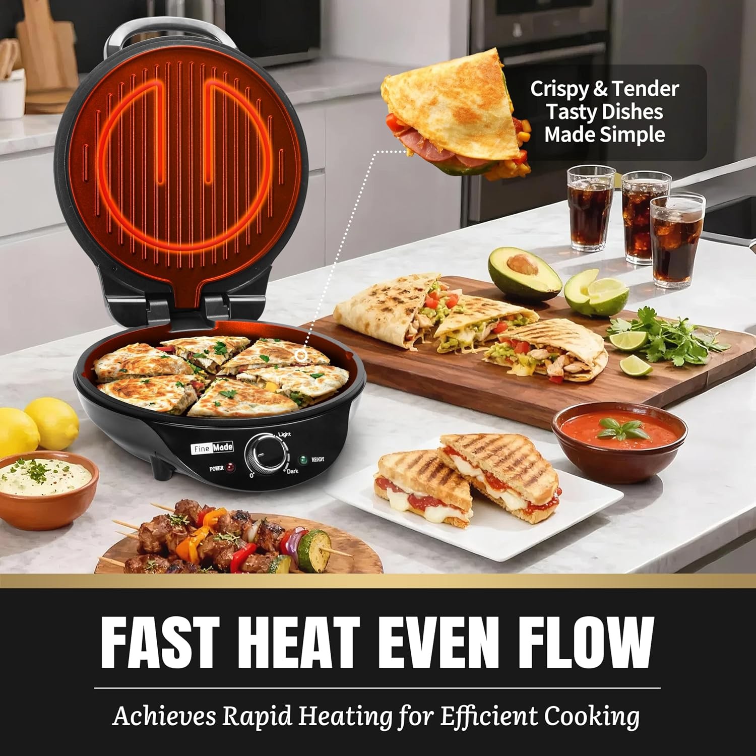Electric Griddle Nonstick Multi-Funtional Quesadilla Maker 10 Inch Electric