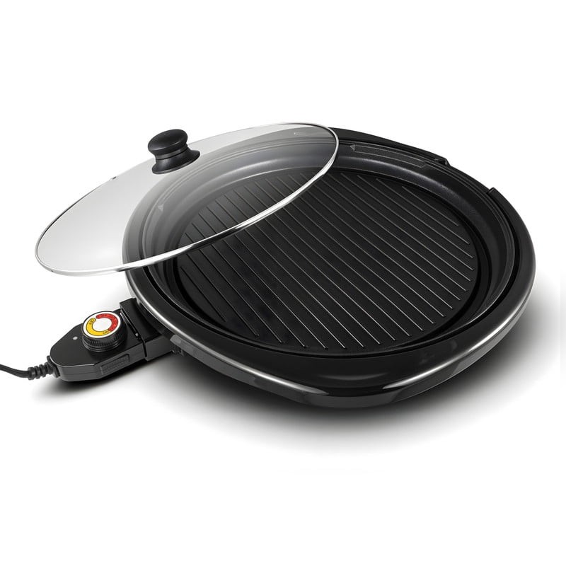 14-inch Electric BBQ Grill with Tempered Glass Lid