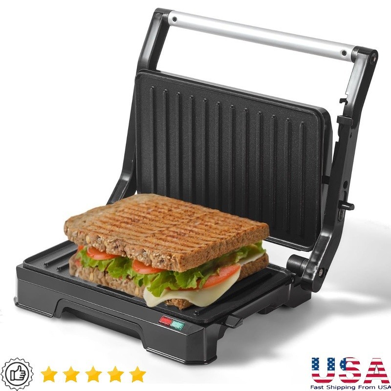 Panini Press Grill Non Stick Electric Sandwich Maker Indoor Cooking 850W New