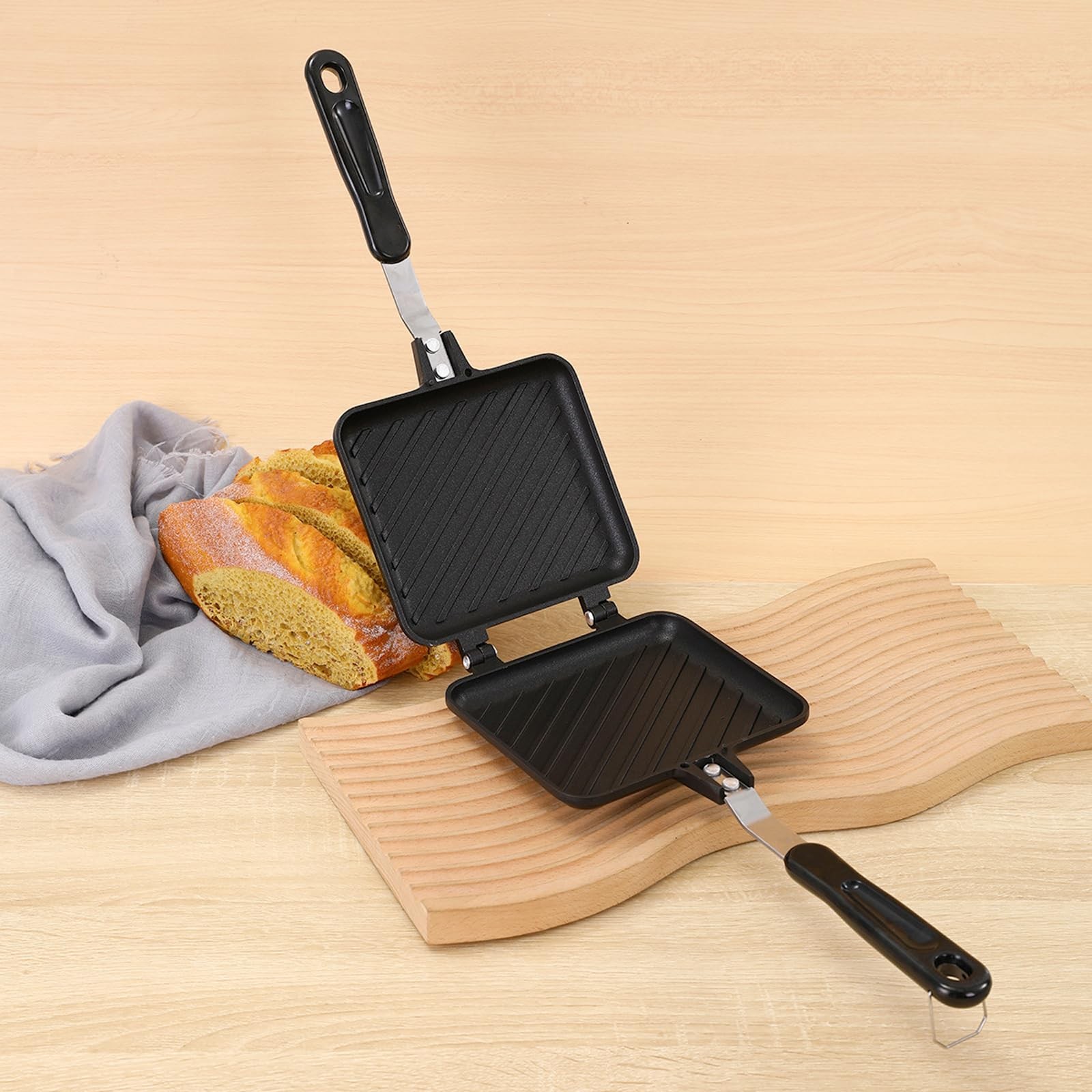 Sandwich Maker, Grilled Panini Maker Pan with Non-Stick Plates, Stovetop Toas…