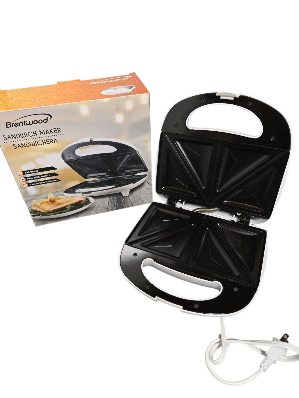 NIB Brentwood 2-Slice Non-Stick Sandwich Maker – 750W