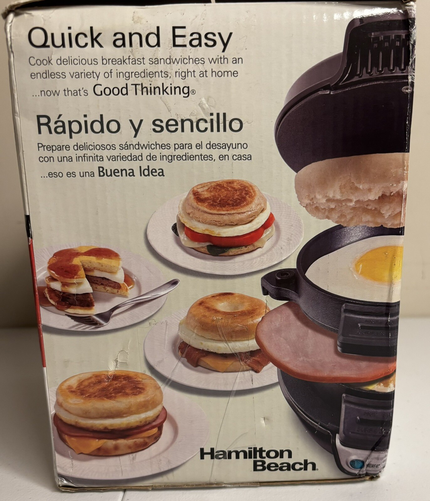 Hamilton Beach Quick & Easy Breakfast Sandwich Maker Black Open box