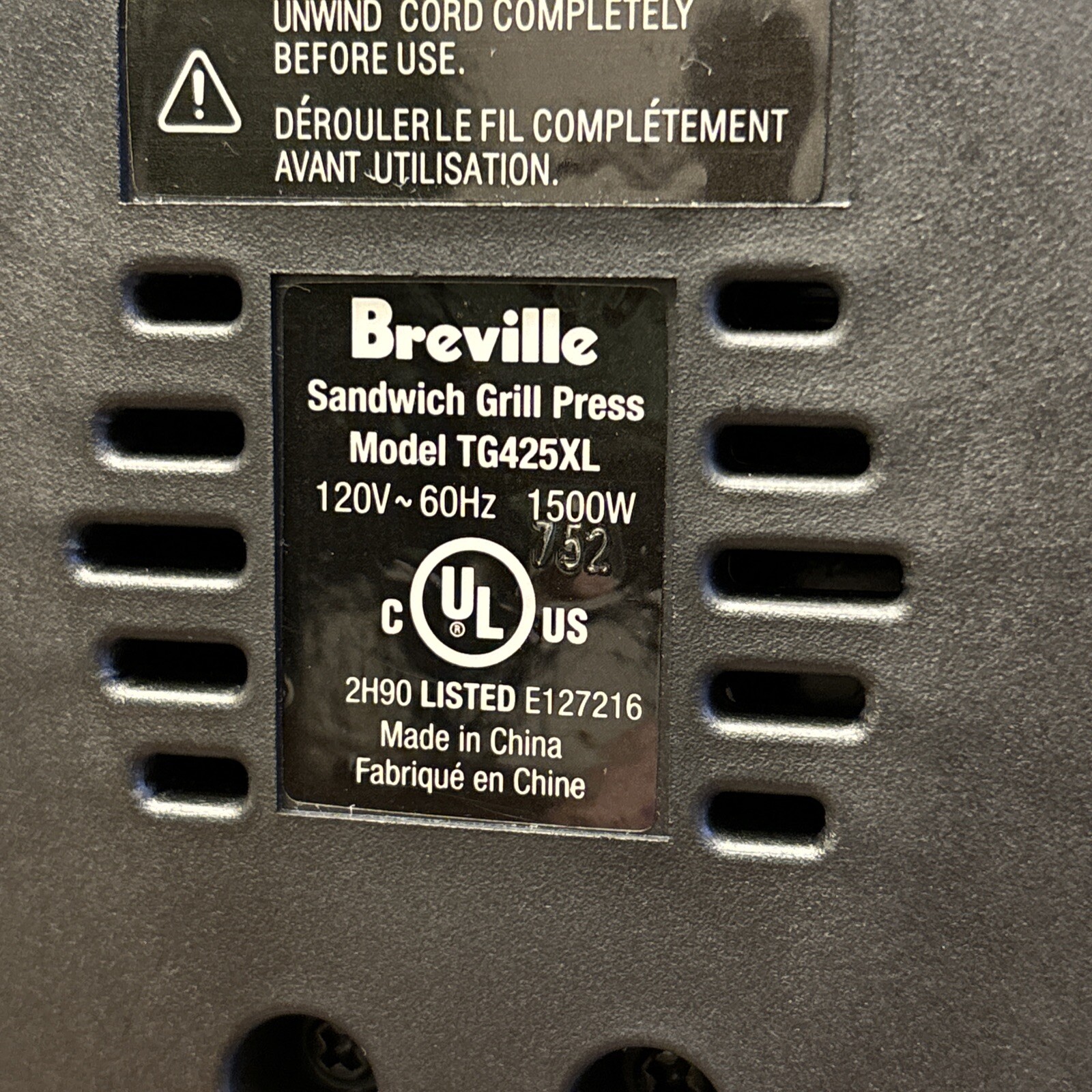 BREVILLE TG425XL Heavy Duty Stainless Steel Adjust Panini Sandwich Grill Press