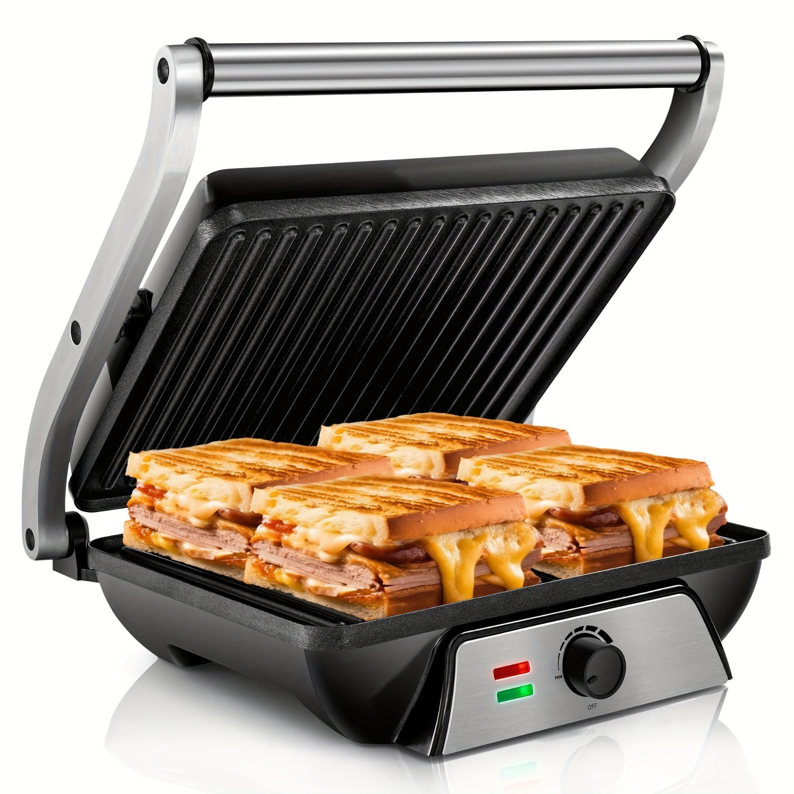Pro Compact Electric Grill 1500W – Griddle for Sandwiches,Burgers, Steaks & More