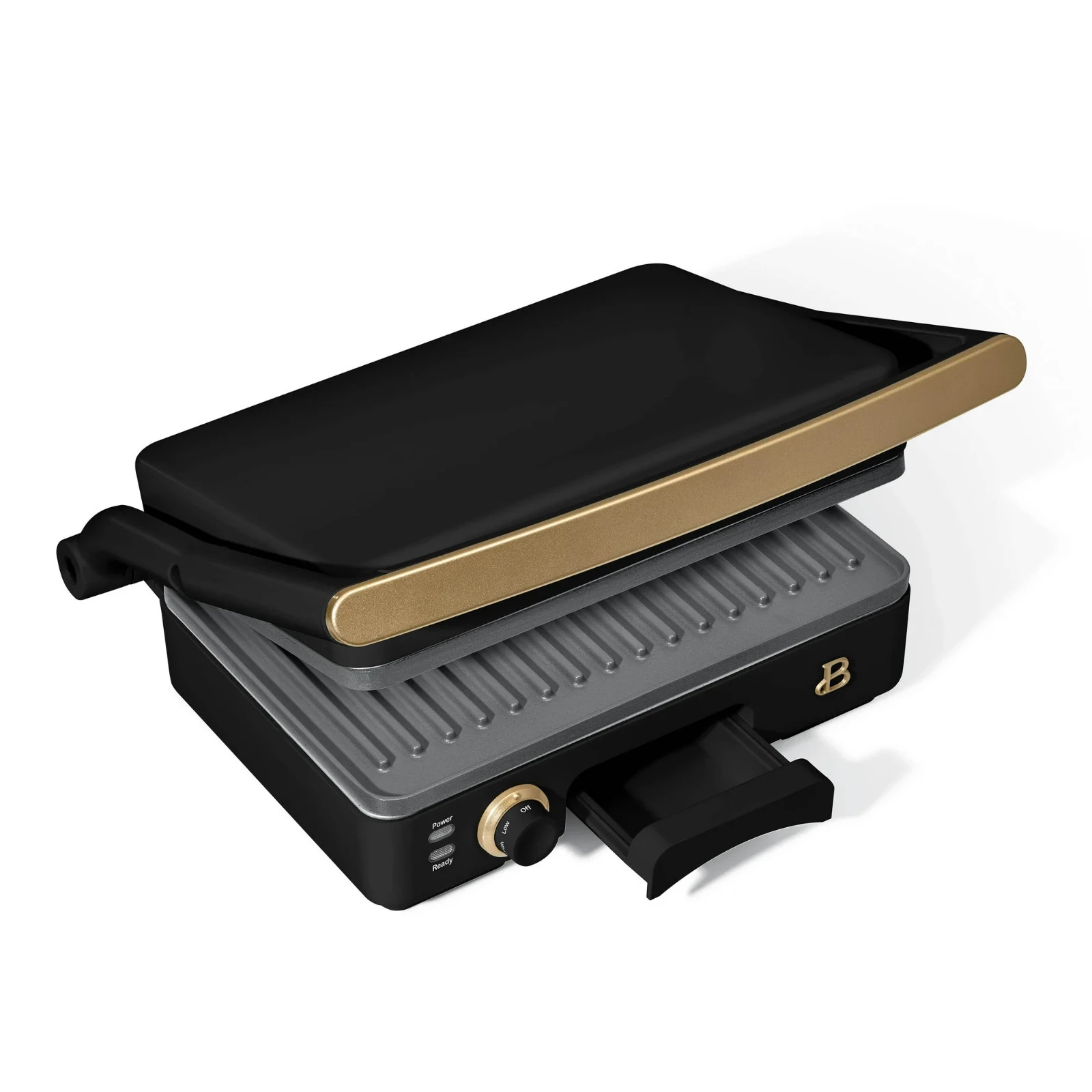 Beautiful 2-in-1 Panini Press & Grill with Detachable Plates, Black Sesame by Dr