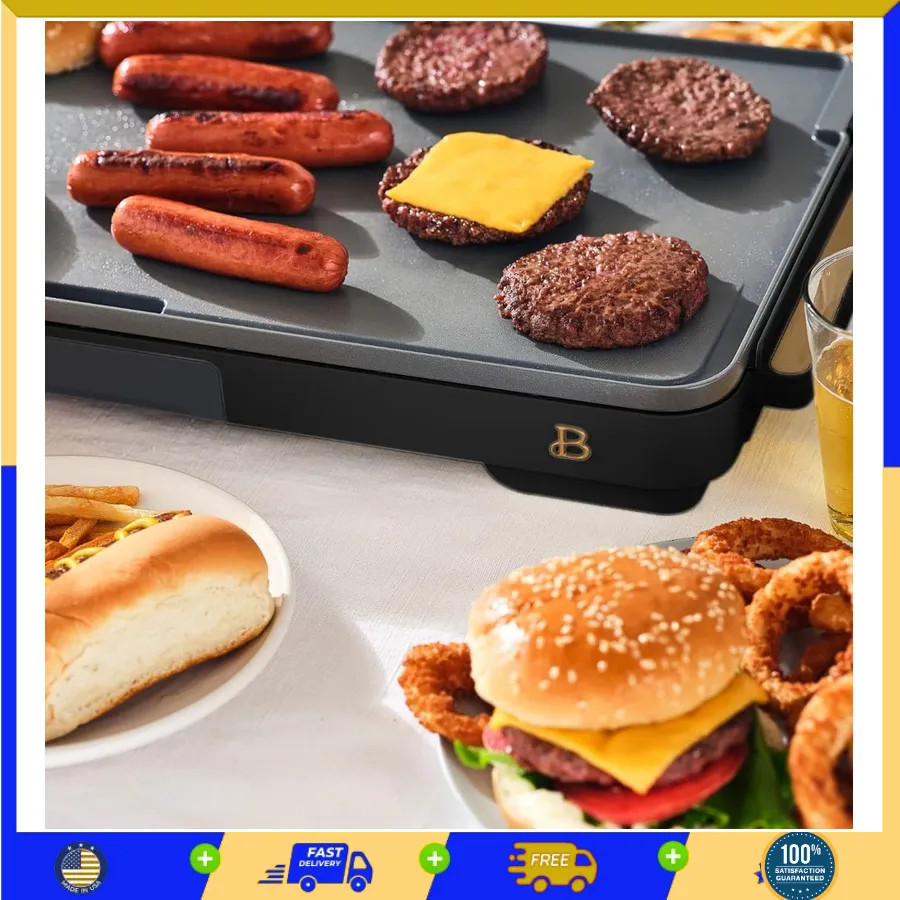 Beautiful Drew Barrymore XL Electric Griddle 12 x 22 Nonstick Black Sesame