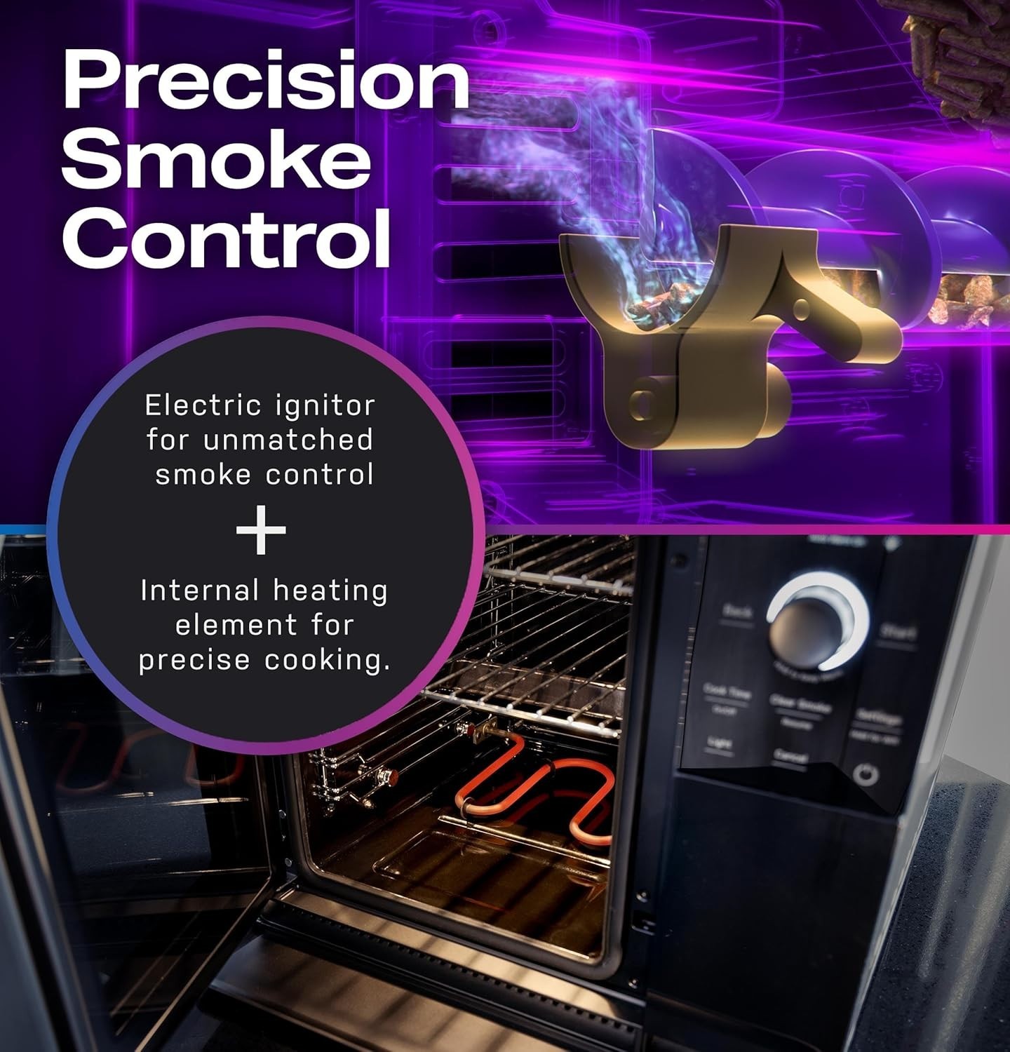 GE Profile™ Smart Indoor Pellet Smoker, Active Smoke Filtration, WiFi Connected.