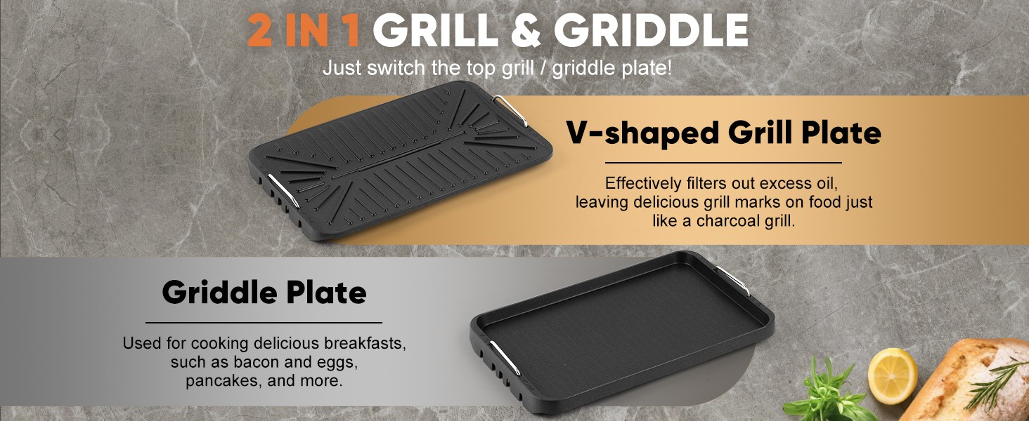 Electric Grill, Smokeless Indoor Grill & Griddle, Electric Korean BBQ Grill