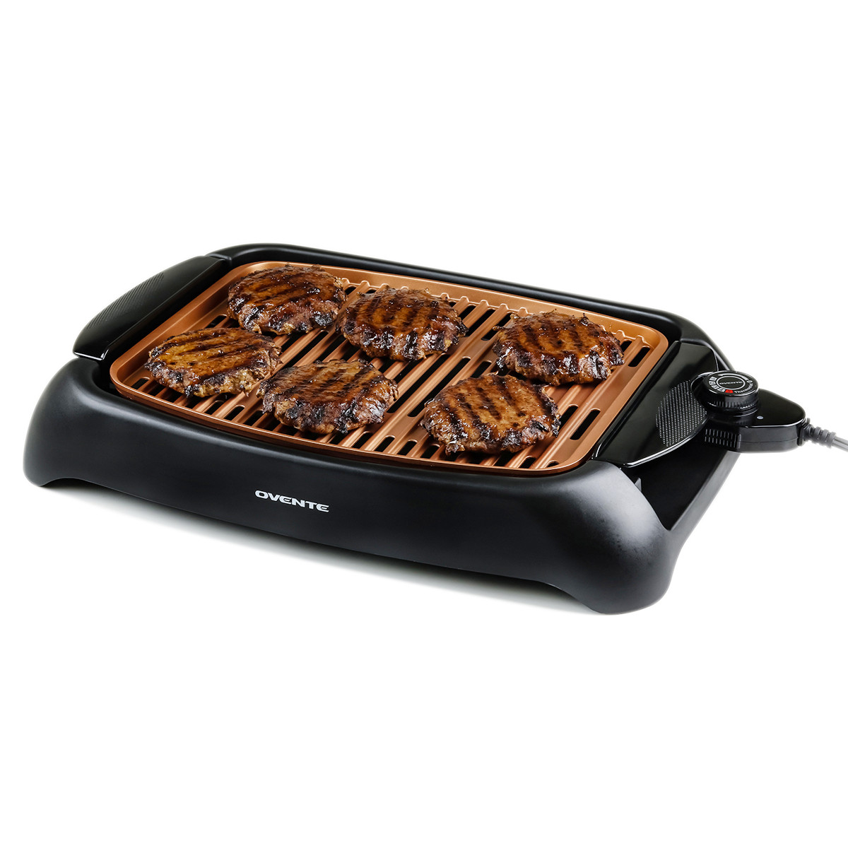 Ovente Electric Cooking Grill 13 x 10 Inch Nonstick Flat Plate Copper GD1632NLCO