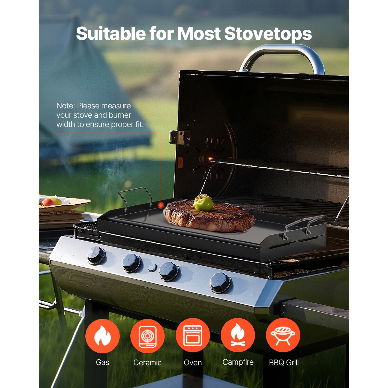 Uimoso 24×16 in Carbon Steel Flat Griddle for BBQ and Cooking
