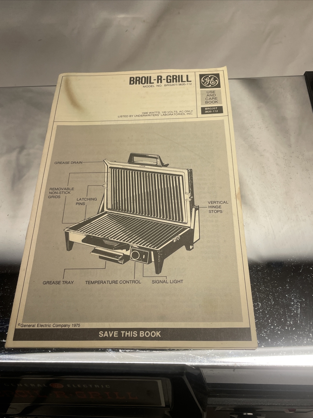 Vintage General Electric GE Broil R Grill Chrome Electric Broiler 3820-112
