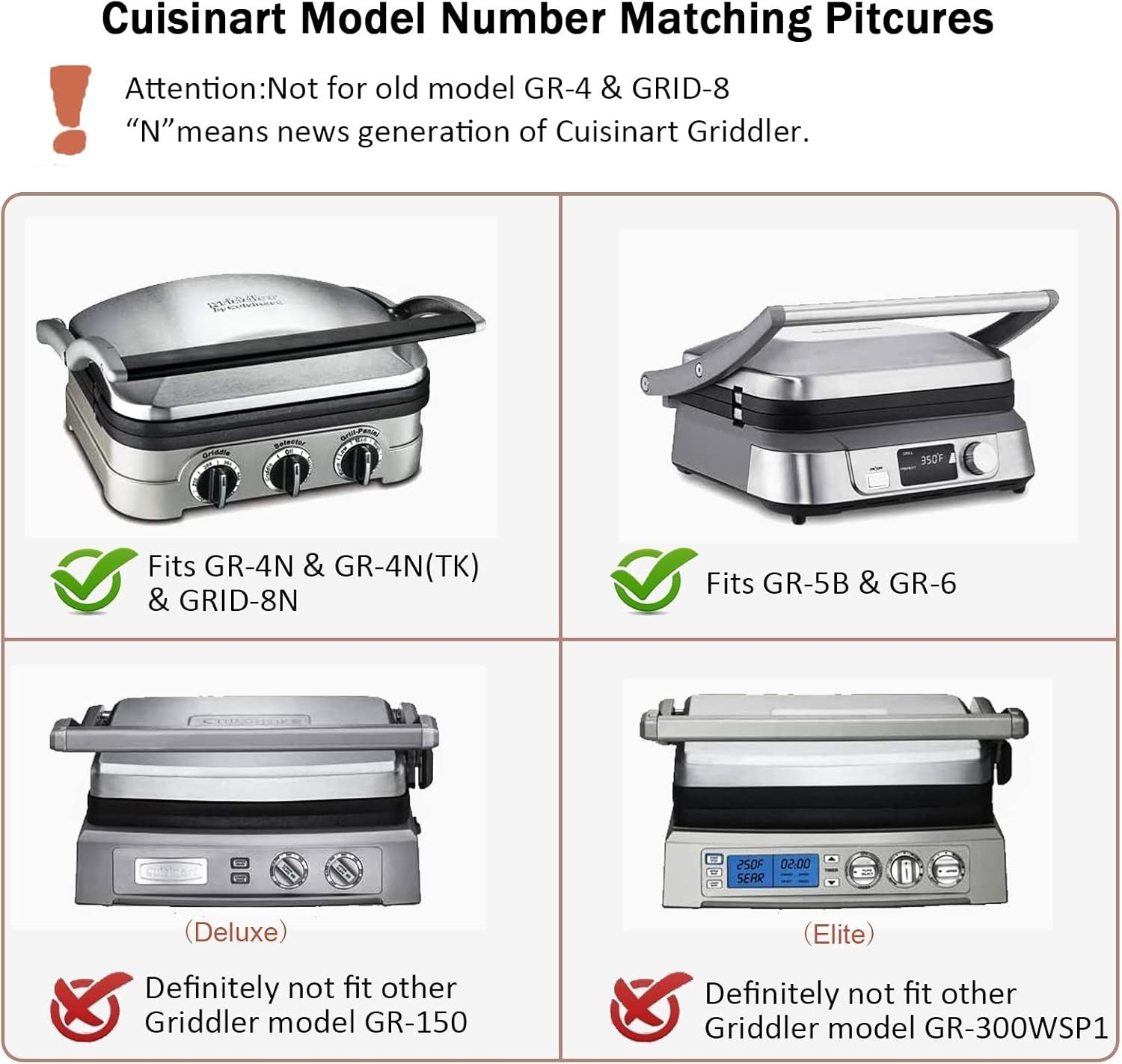 Griddler Plates Replacement for Cuisinart Griddler GR-4NP1 5-in-1,as Cuisinar…