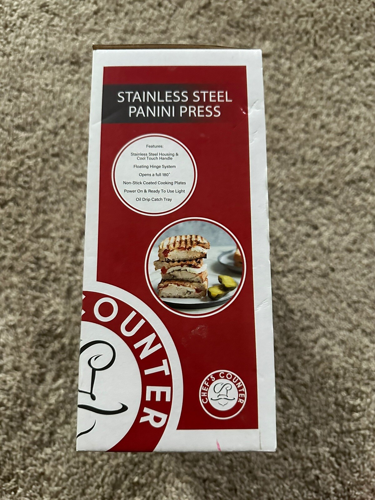 Chef’s Counter Stainless Steel Panini Press NonpStick coated cooking plates