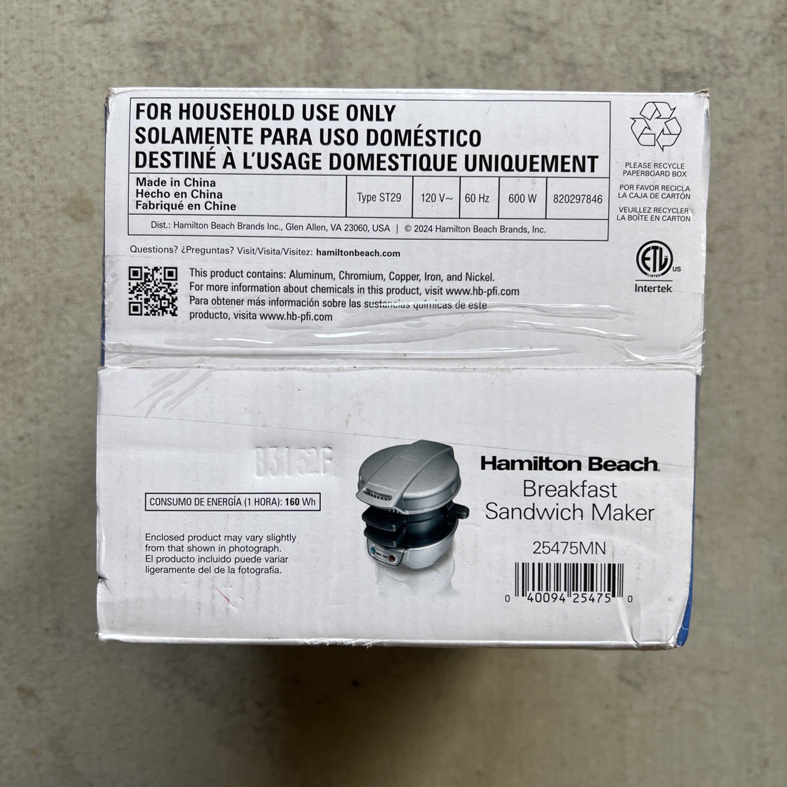 Hamilton Beach 25478R Breakfast Sandwich Maker Unopened New In Box