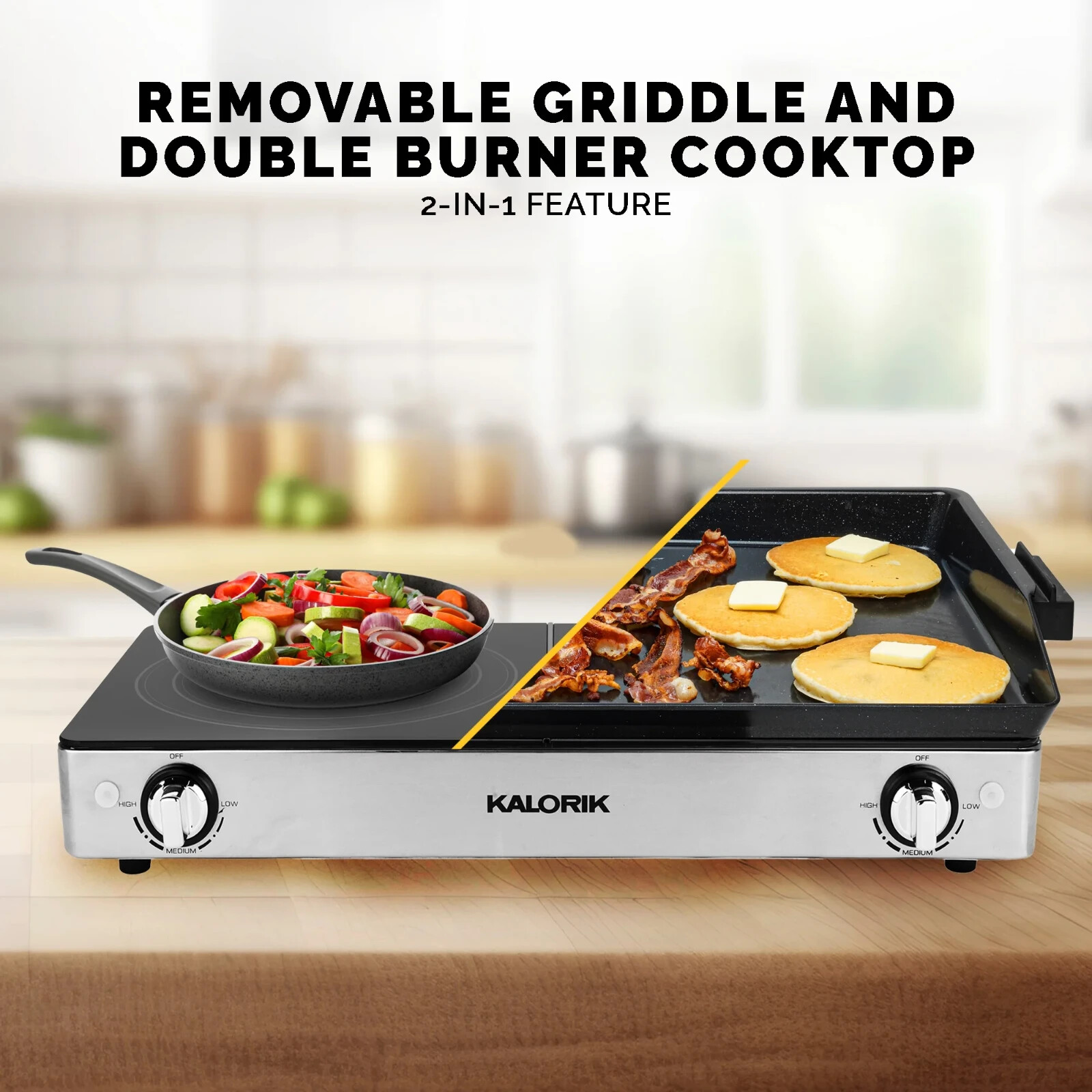 KALORIK Pro DOUBLE GRIDDLE and COOKTOP, Stainless Steel, NEW in Original Package