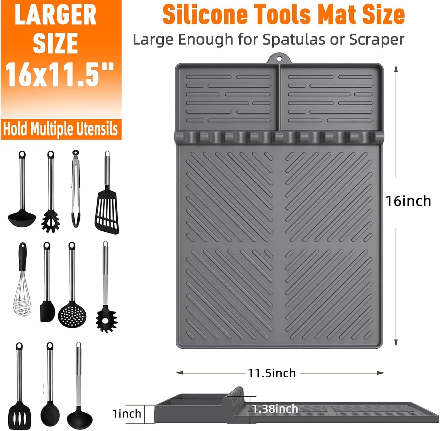 Blackstone Silicone Grill Mat Grey – Griddle Tools Mat with Drip Pad for Counter