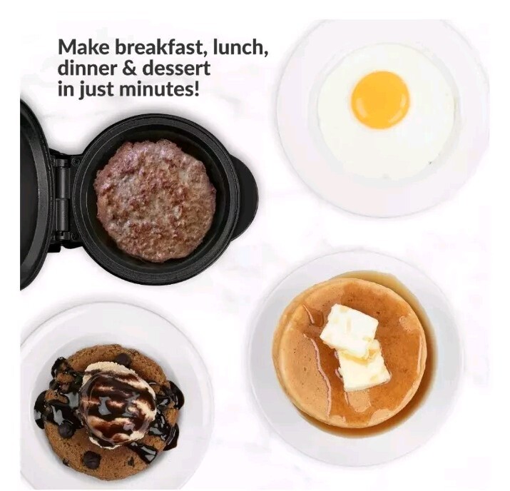 MyMini Personal Electric 5″ Griddle Plate 550 Watts Non-Stick #NIB Red In Color