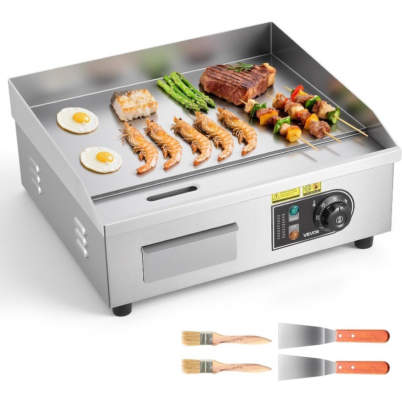 Commercial Electric Griddle, 18″, Countertop Flat Top Griddle | Stainless Steel
