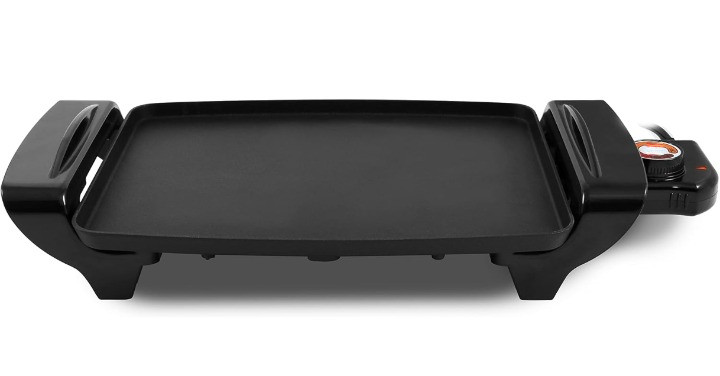 Plancha Eléctrica 10.5×8.5″ Antiadherente con Termostato Ajustable y Asas Frías