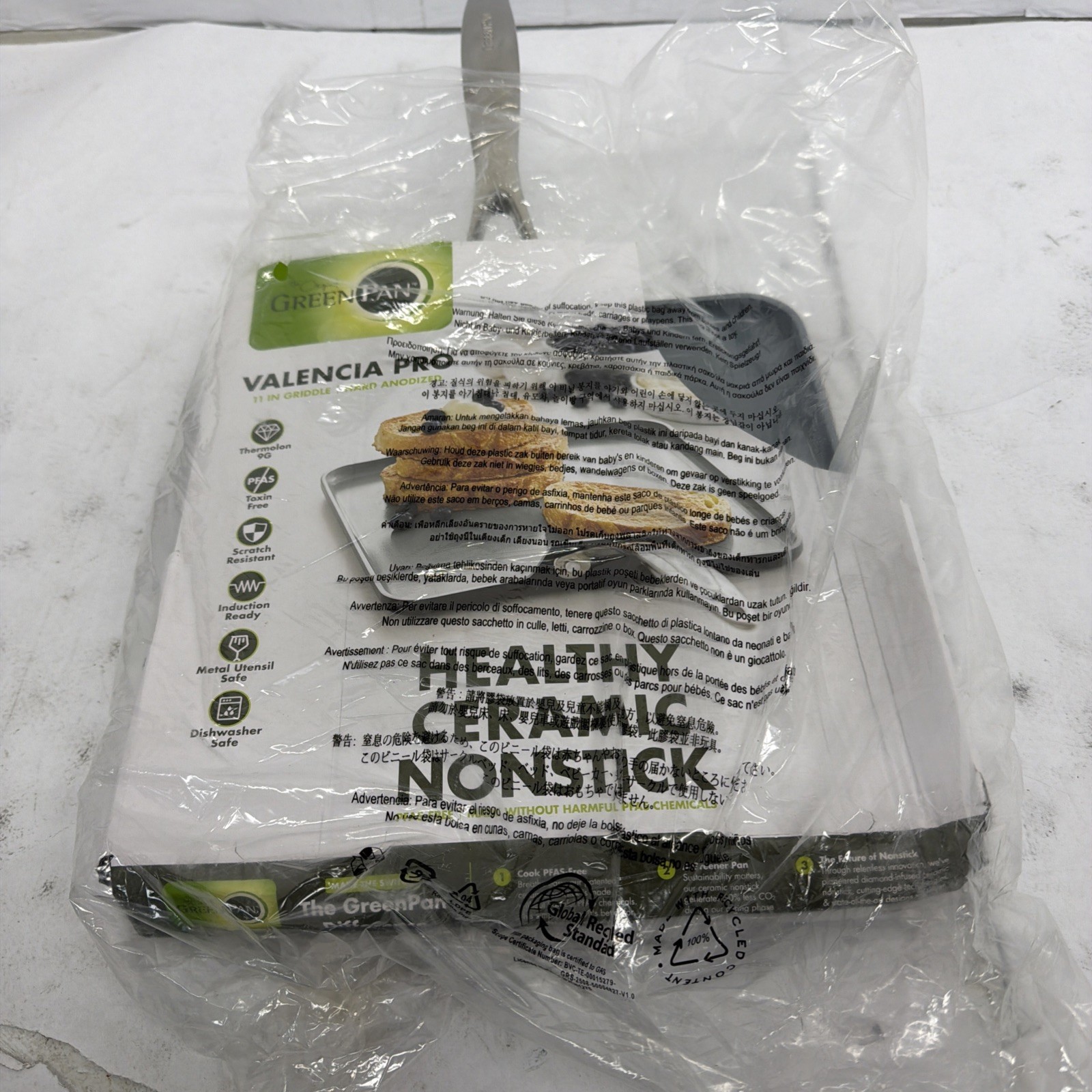 Valencia Pro Hard Anodized Healthy Ceramic Nonstick 11″ Griddle Pan, PFAS-Fre…