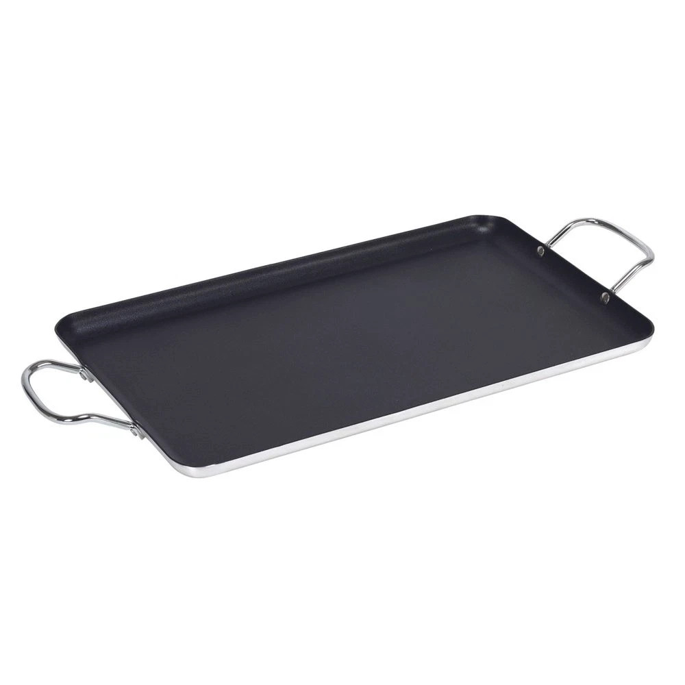 Large 20″ X 12″ Nonstick Double Burner Griddle with Metal Handles, Black