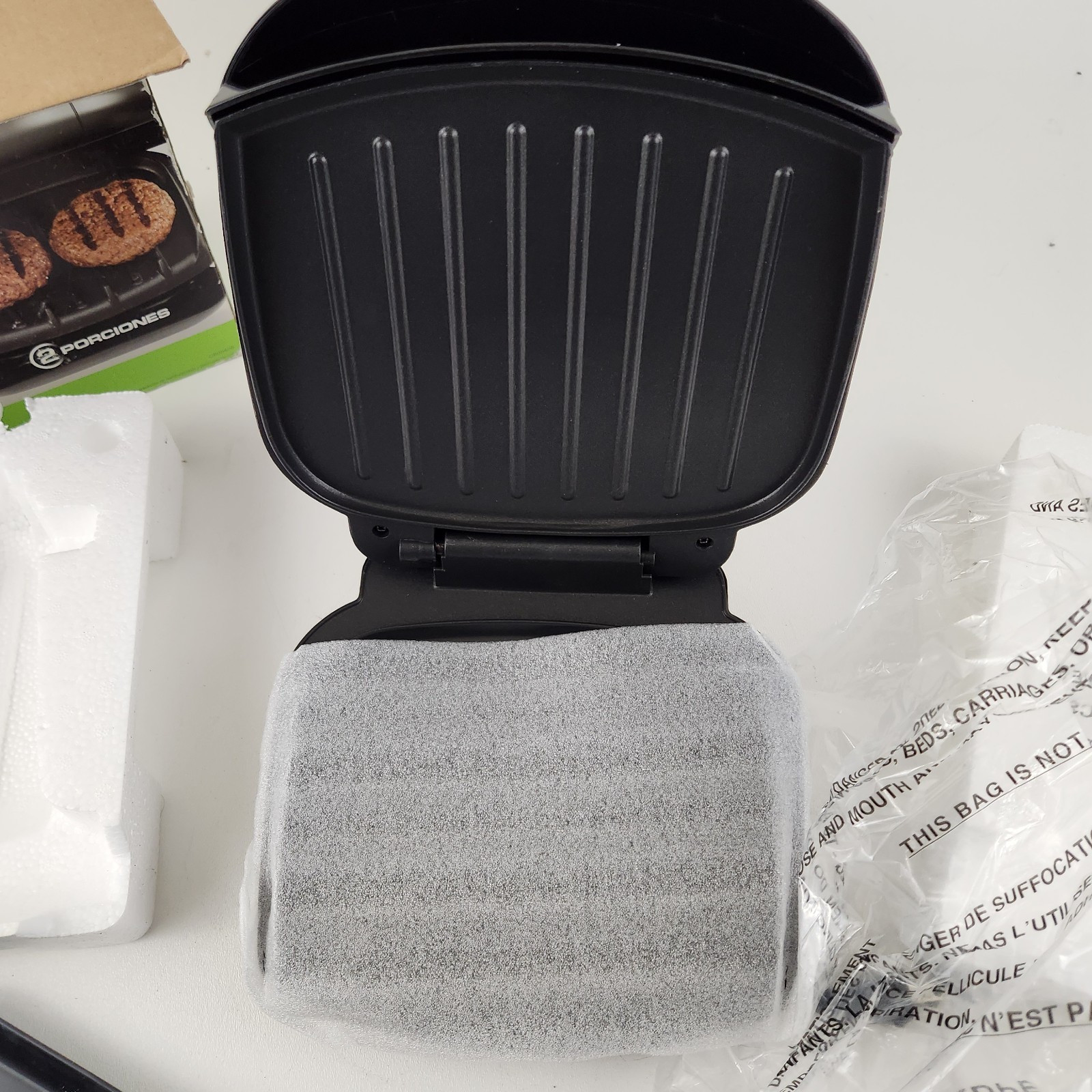 George Foreman GR0040B 2-Serving Classic Plate Grill Black New