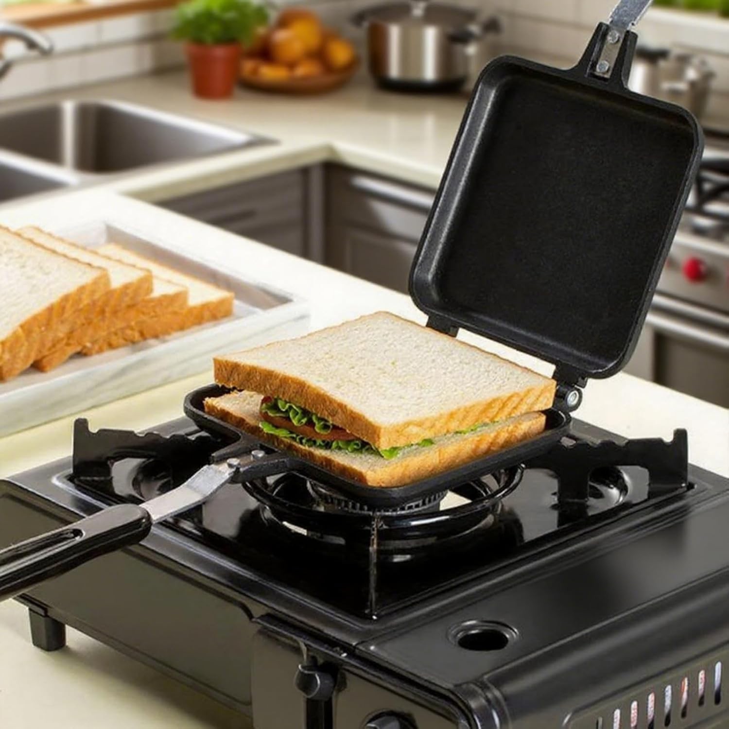 Hot Sandwich Maker Grilled Sandwich Toaster Small Bread Pancake Double Sided