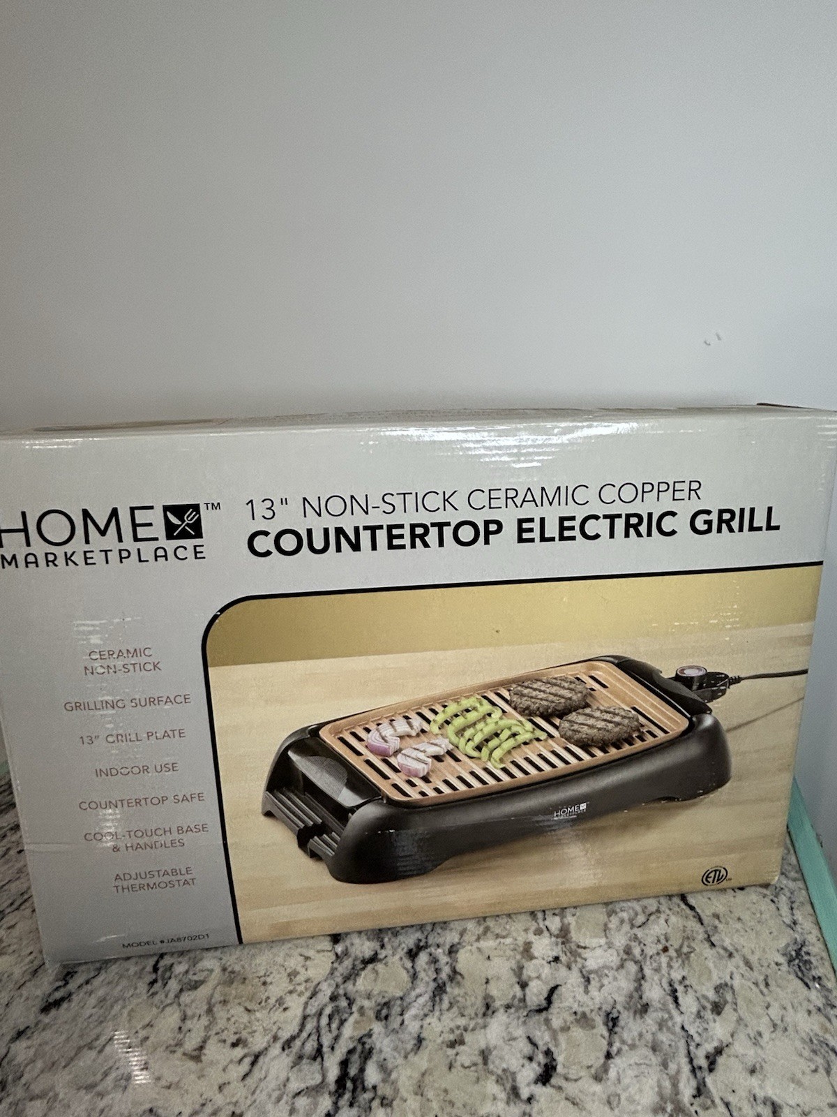 Home-Style Kitchen 13″ Indoor Countertop Electric Grill Nonstick Easy Clean New