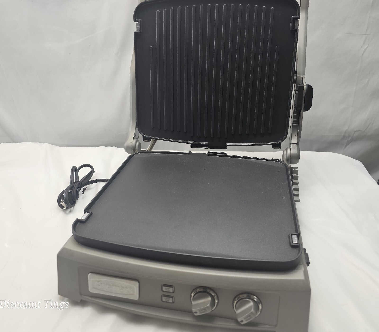 Cuisinart Griddler Deluxe GR-150 Double Griddle Plate Brushed Stainless W/ Pan