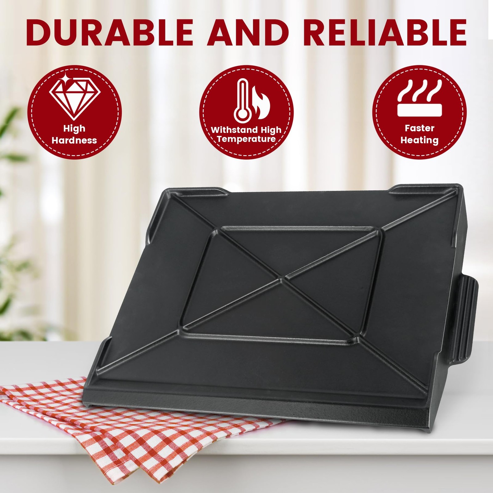 17 x 13 Cast Iron Griddle, Universal Stove Top Griddle Gas Grill Griddle Inse…