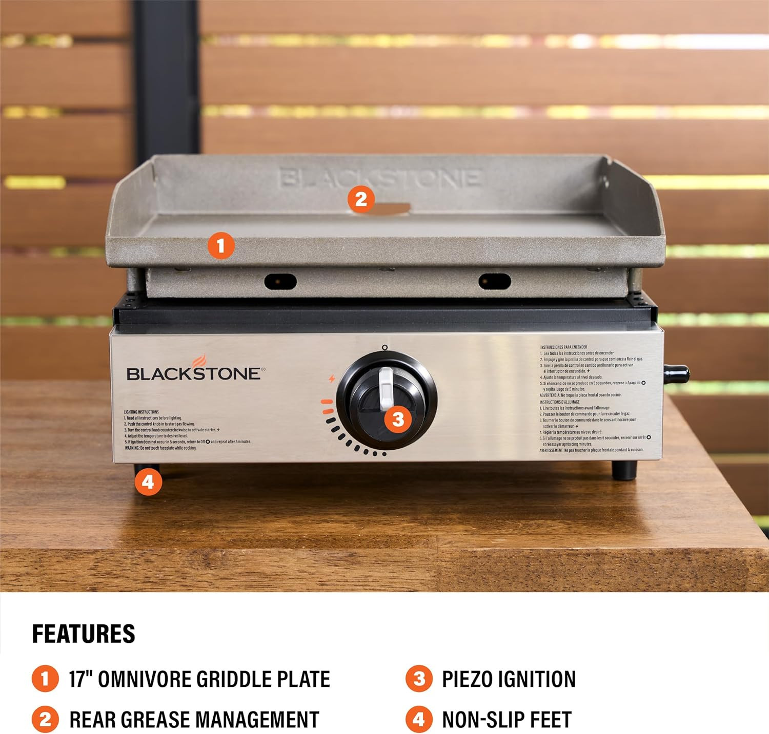 Blackstone 1971 Original 17” Tabletop Griddle with Stainless Steel Front Plate,