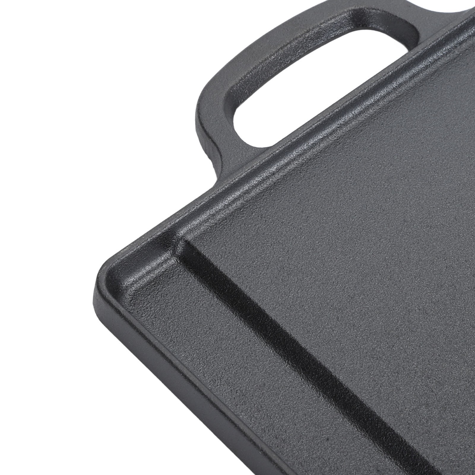 Dual Ear Double Sided Cast Iron Griddle, Rect BBQ Grill Plate 17.3in & 19.7in
