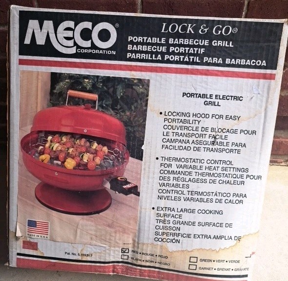 New Old Stock Meco 2120-4-511 Lock ‘N Go Electric Grill Red – Vintage USA