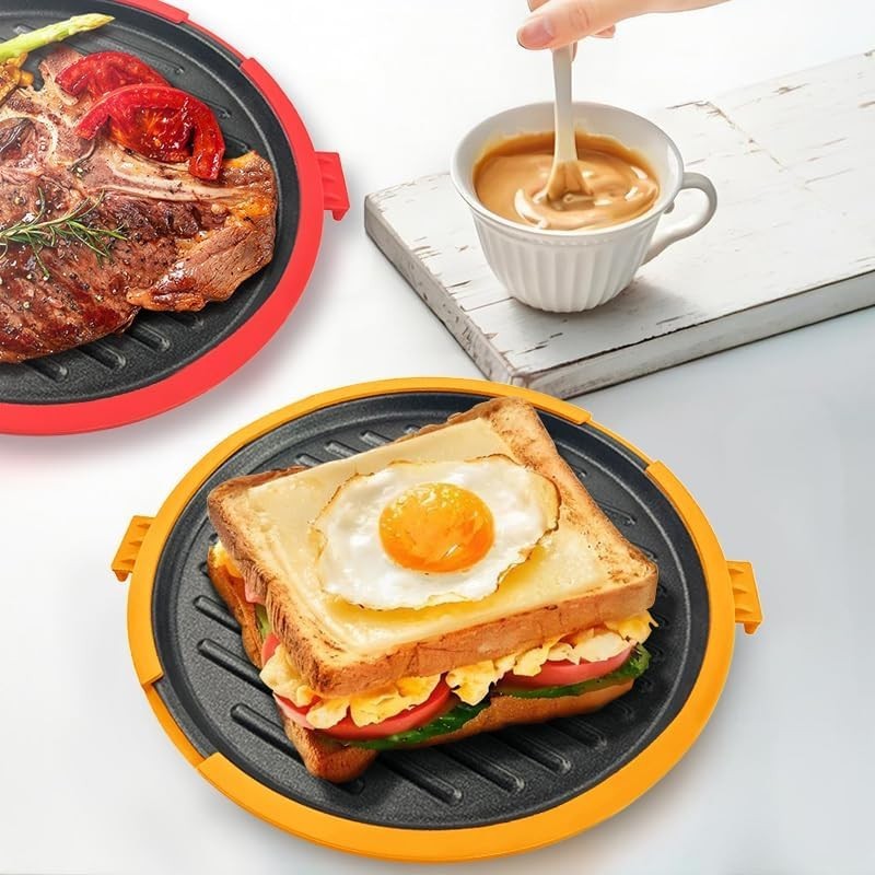 9.5inch 5-in-1 Microwave Grill Pan,Grilled Cheese,Large Toastie Sandwich