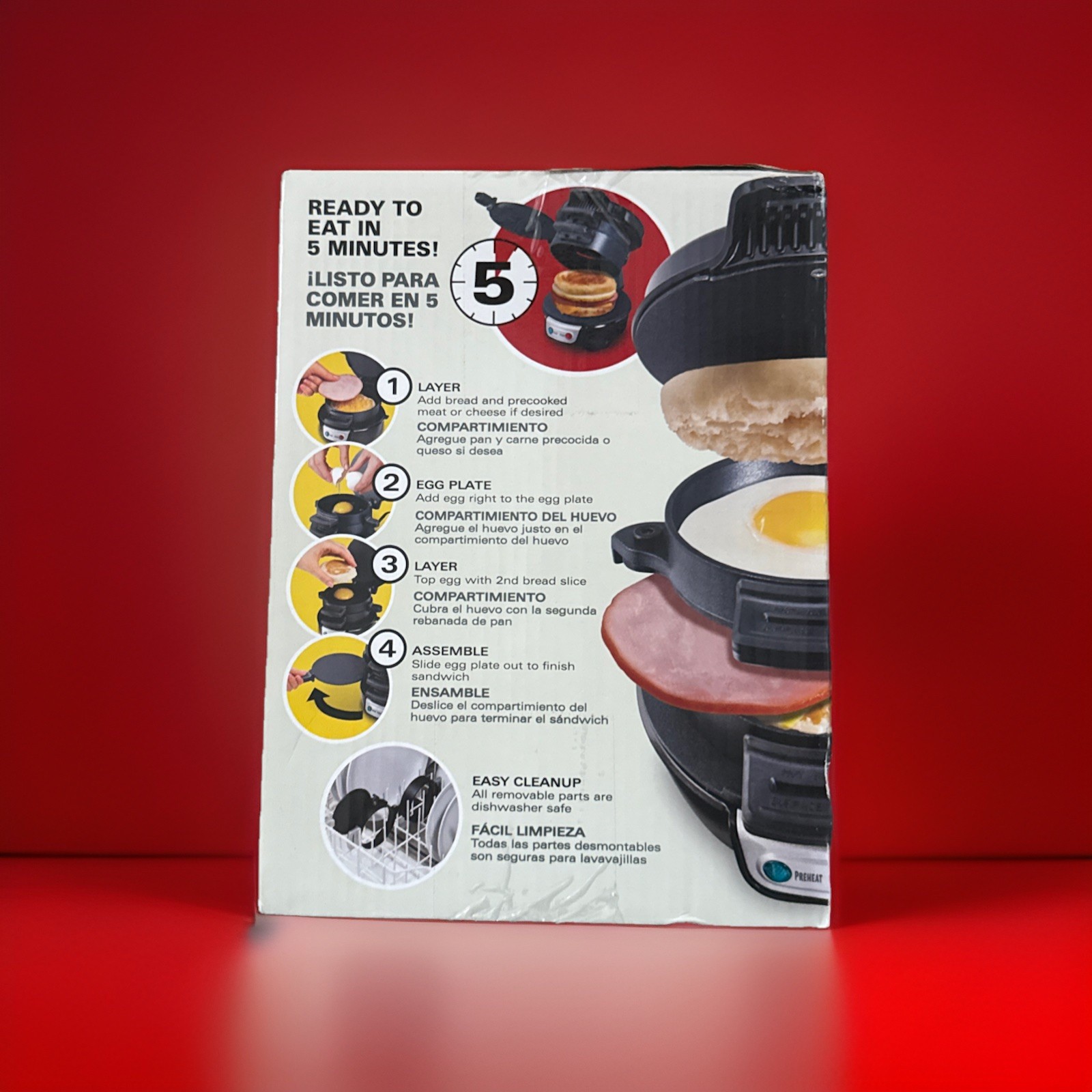 Hamilton Beach Breakfast Sandwich Maker Model 25477G Egg McMuffin Style