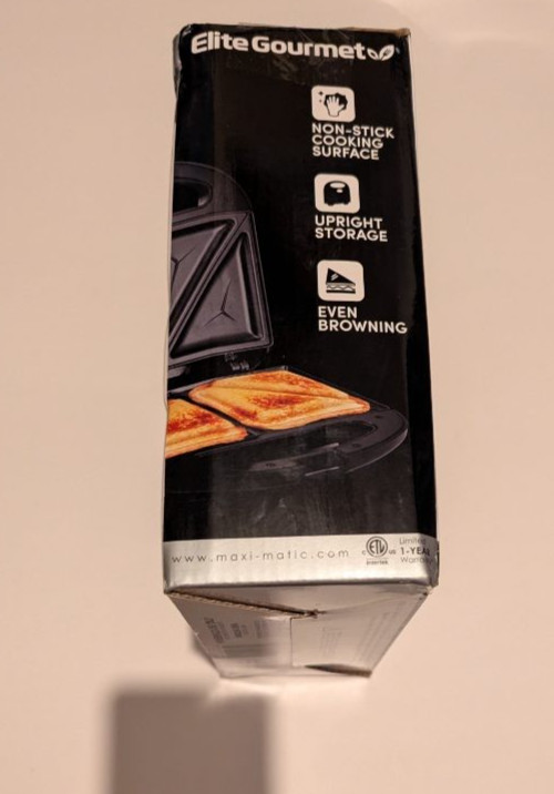 Elite Gourmet Sandwich Maker Non-Stick Grilled Cheese Panini Press Black NEW