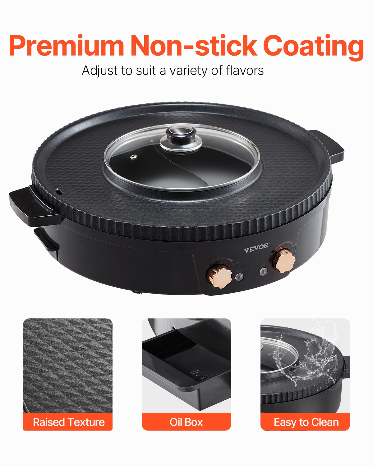 VEVOR Hot Pot with Grill 1800W 2-in-1 Electric Smokeless Grill Hot Pot for 2-8