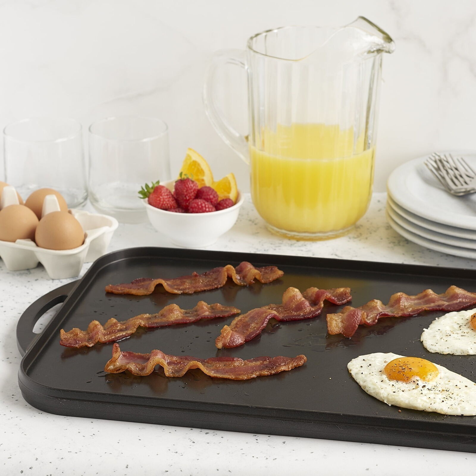 Deluxe Cast Aluminum Reversible Grill Griddle Easy-to-grasp Handles Black