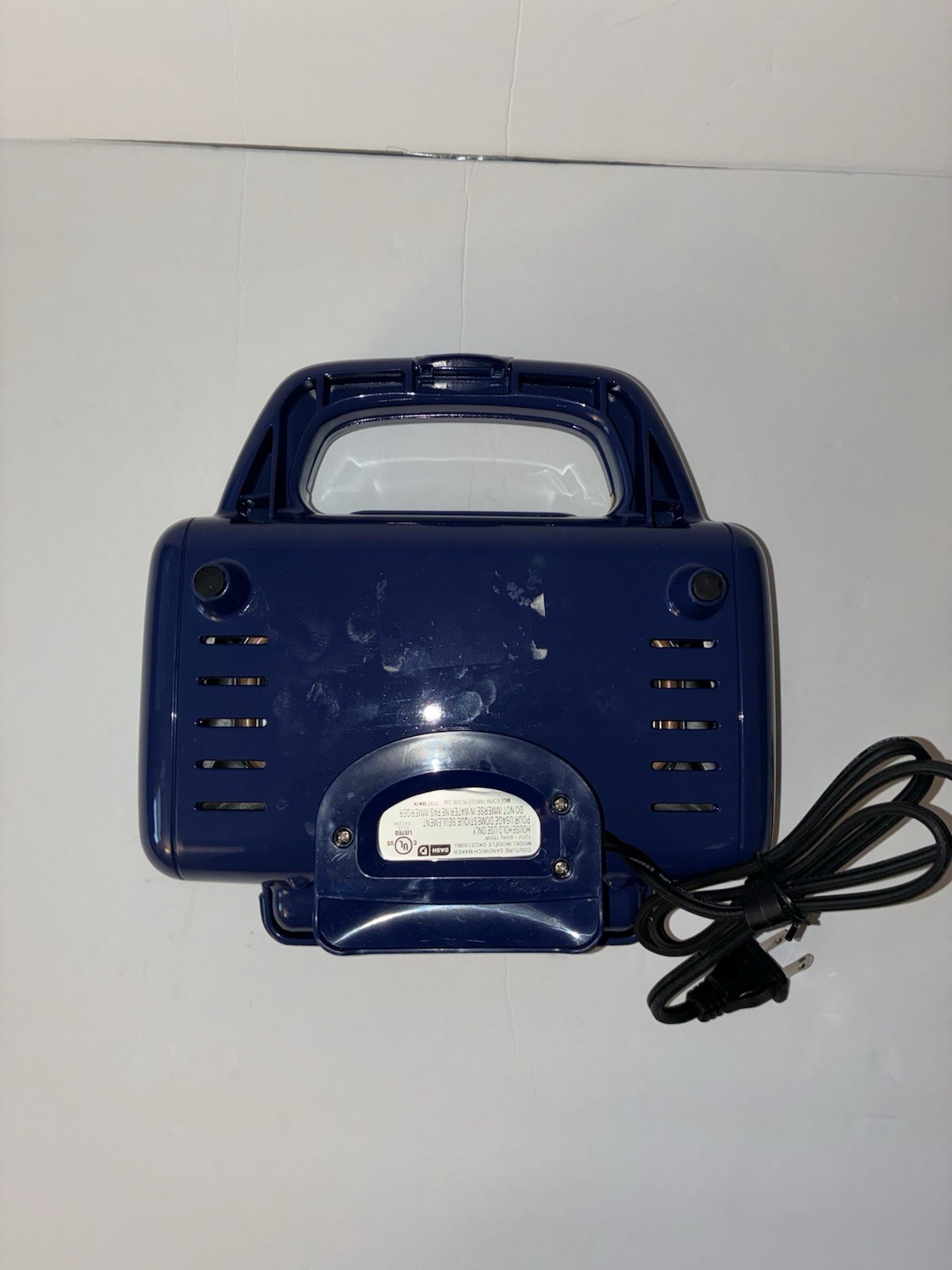 Blue Electric Sandwich Toaster 750W 120V Non-Stick Rectangular Glossy