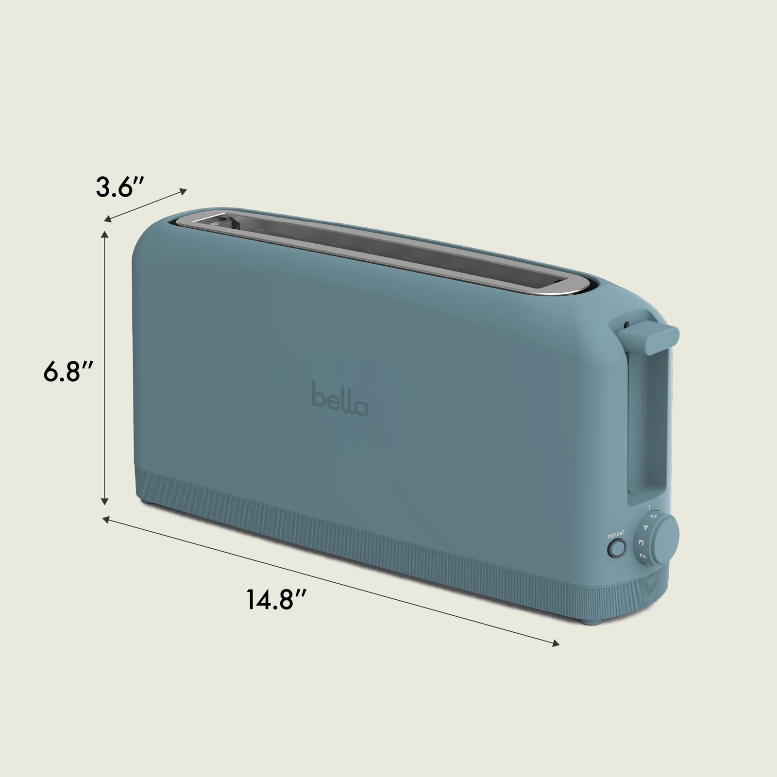 bella 2 Slice Slim Toaster, Fits-anywhere™ Kitchenware, 6 2 Slice, Surf