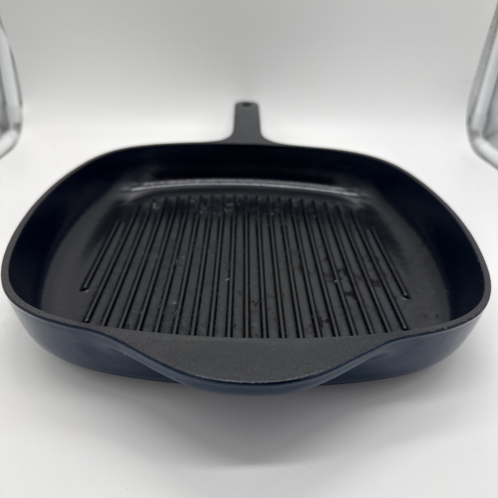 Caraway Home Enameled Cast Iron Skillet & Grill Pan Navy With Storage