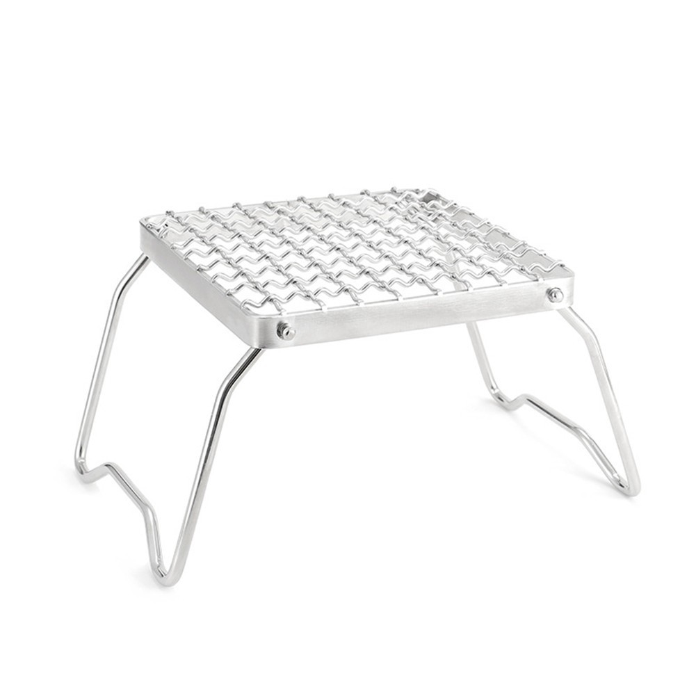 Small Camping Grill with Foldable Legs 201 Stainless Steel Grate Campfire for