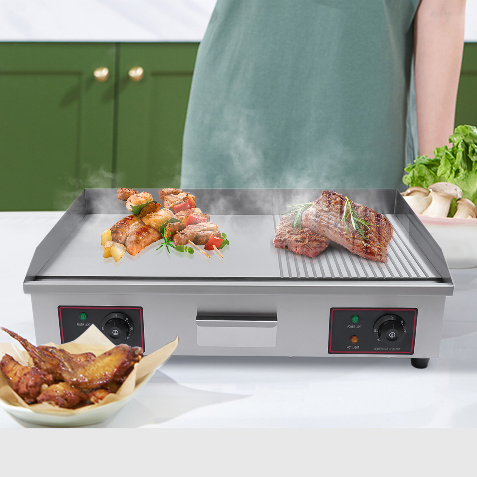 22 in/29 in Commercial Electric Griddle Countertop Flat Top Griddle Grill