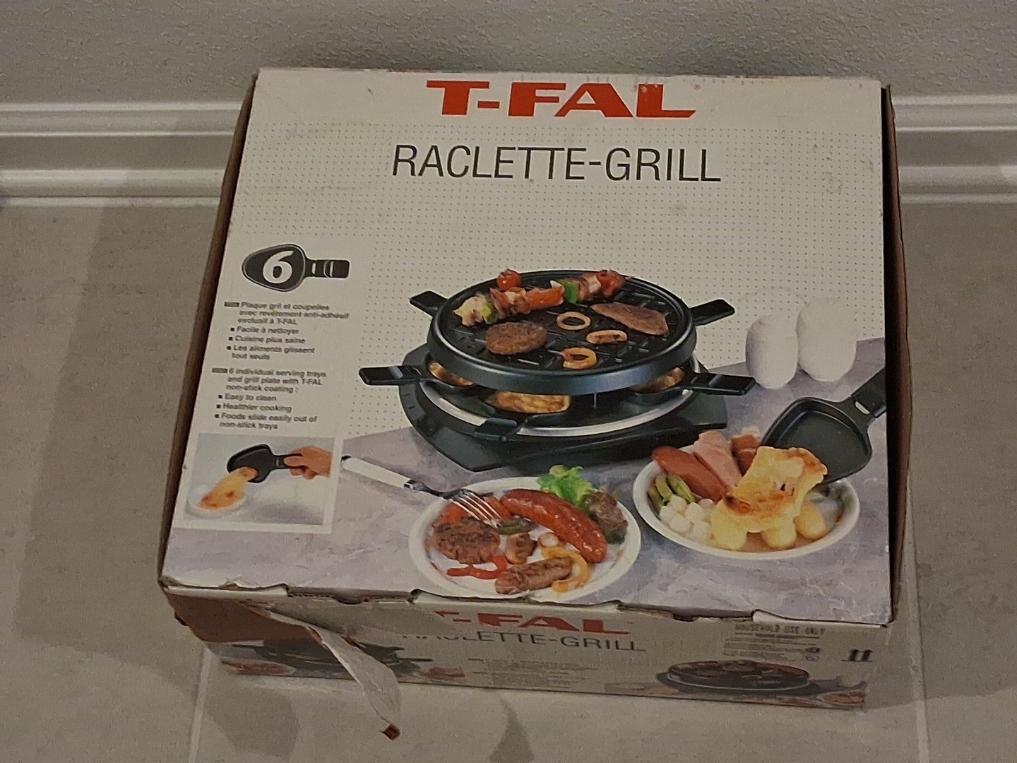 T-Fal Tour De Fete Gourmet Raclette Grill 6-Tray Dinner
