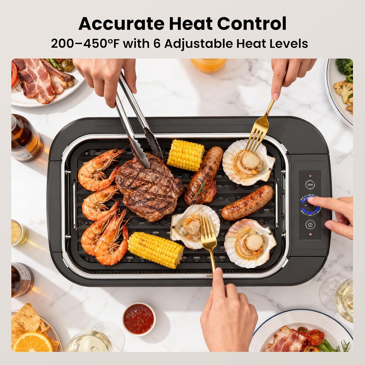 Electric Smokeless Indoor Grill & Griddle Nonstick Contact Grill Dishwasher Safe