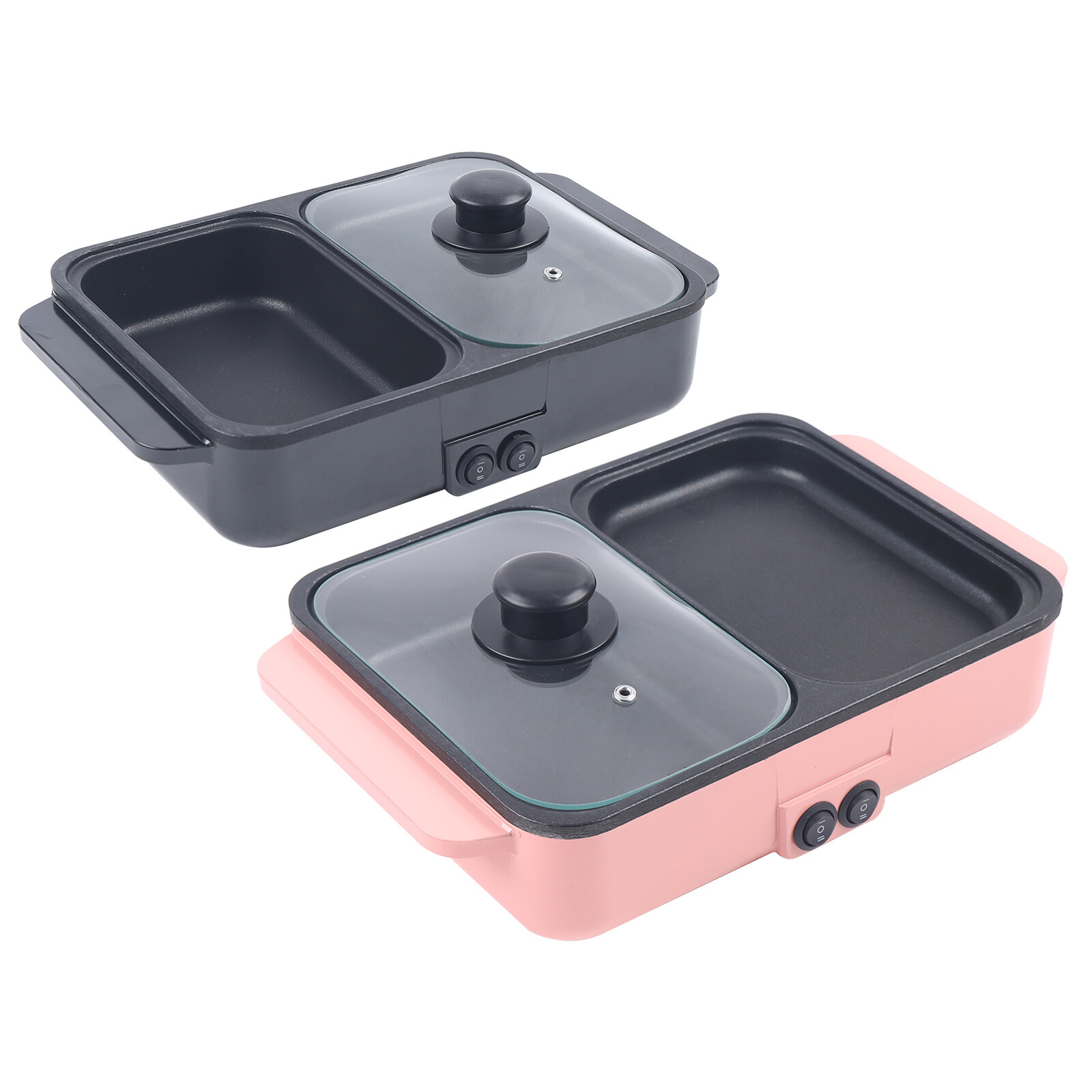 1200W Electric Mini 2-in-1 Hot Pot BBQ Grill Kitchen Smokeless Shabu Cooking Pan