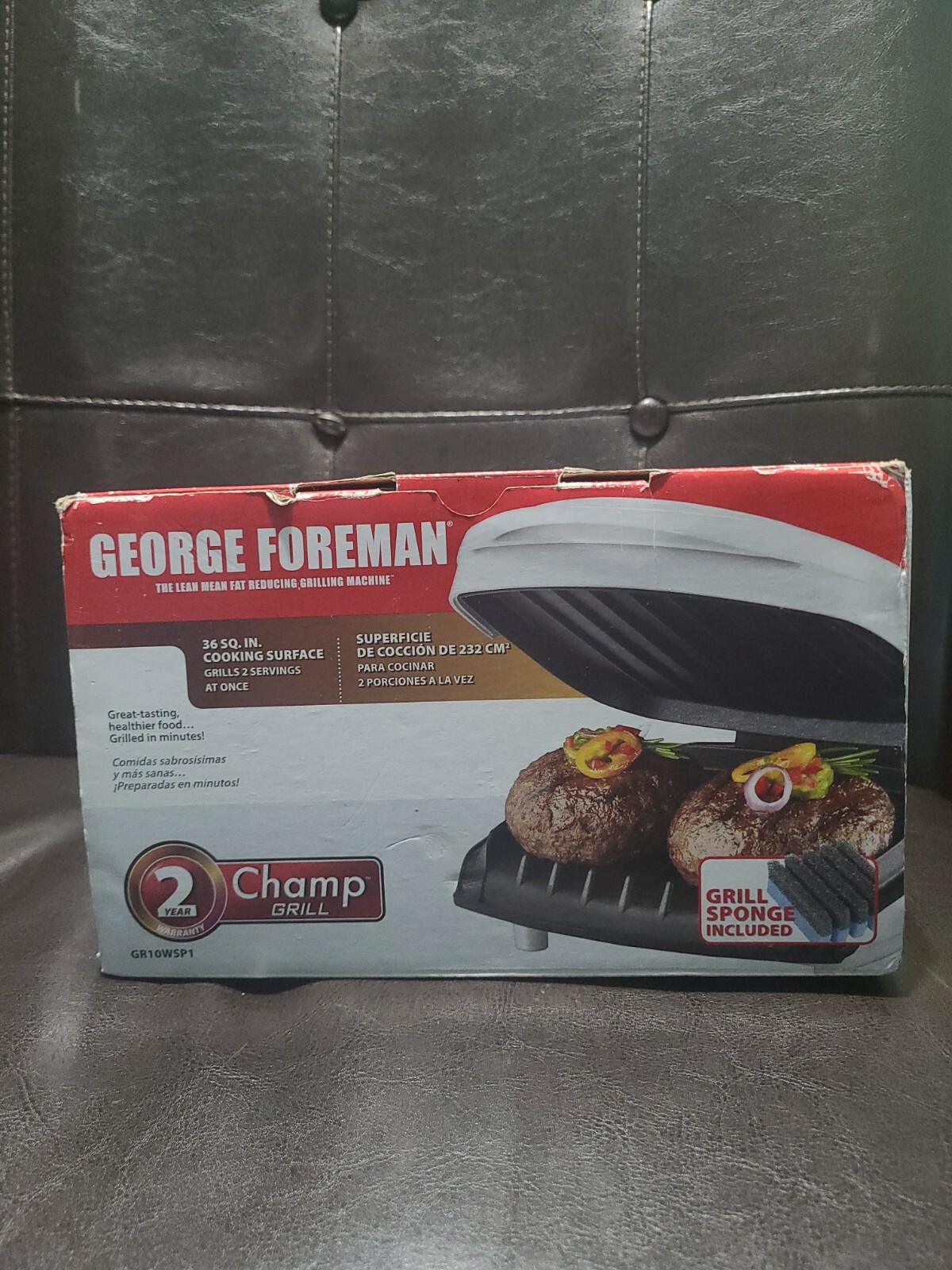 George Foreman GR10ABW Champ Grill with Bun Warmer – White