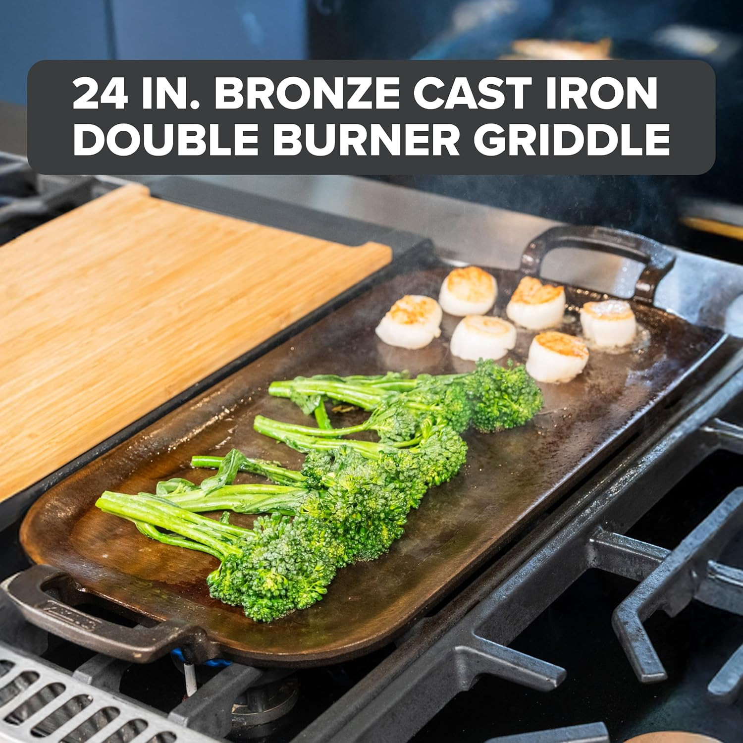 24″ Nonstick Double Burner Griddle – Induction & Oven Safe, PFAS-Free