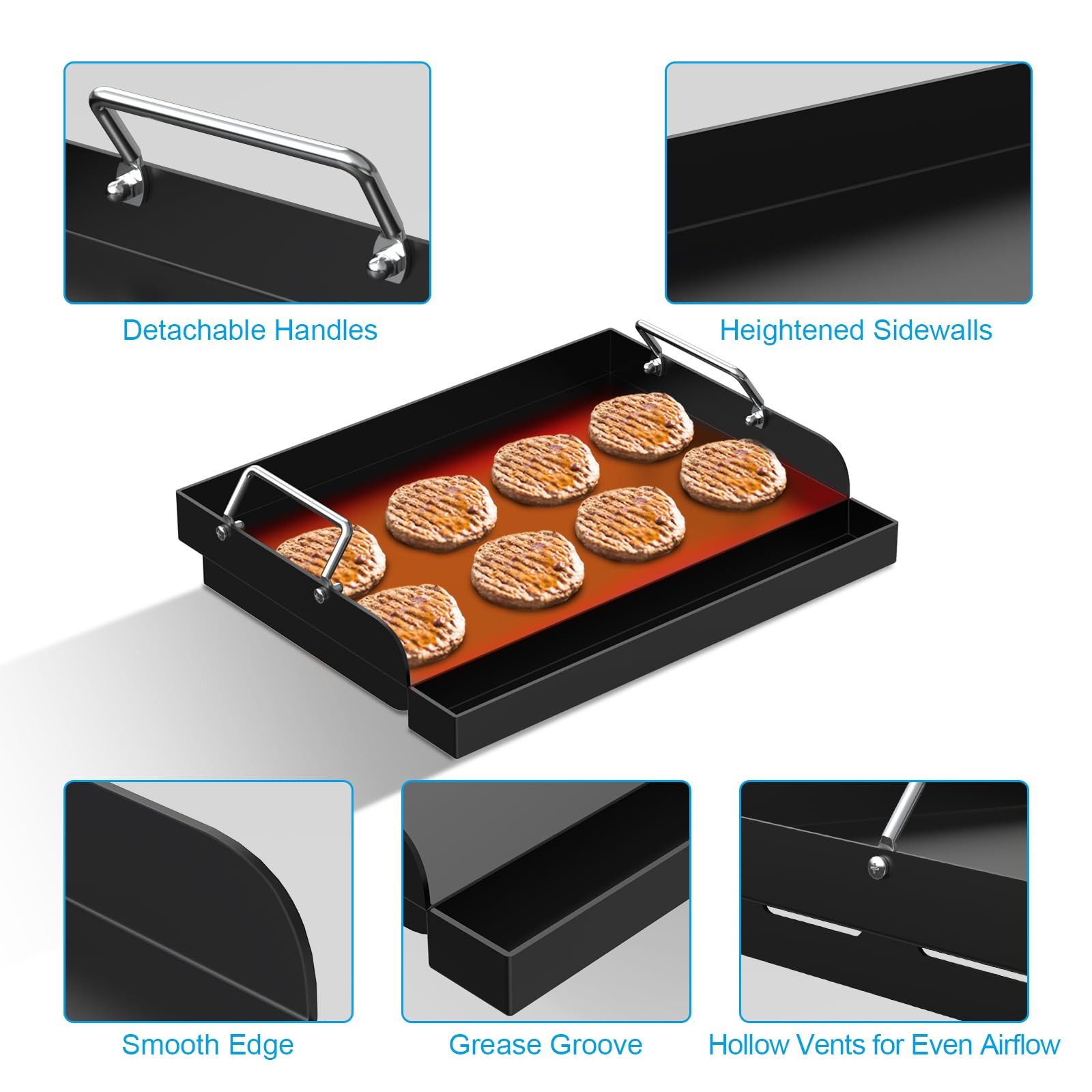 WEBROIL 17″x13″ Griddle Insert for Gas Grill, Universal Flat Top Plate with
